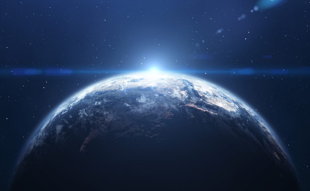 Image of the Earth with rising sun